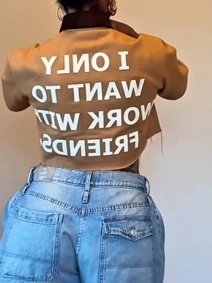 Letter Print Cropped Shirt