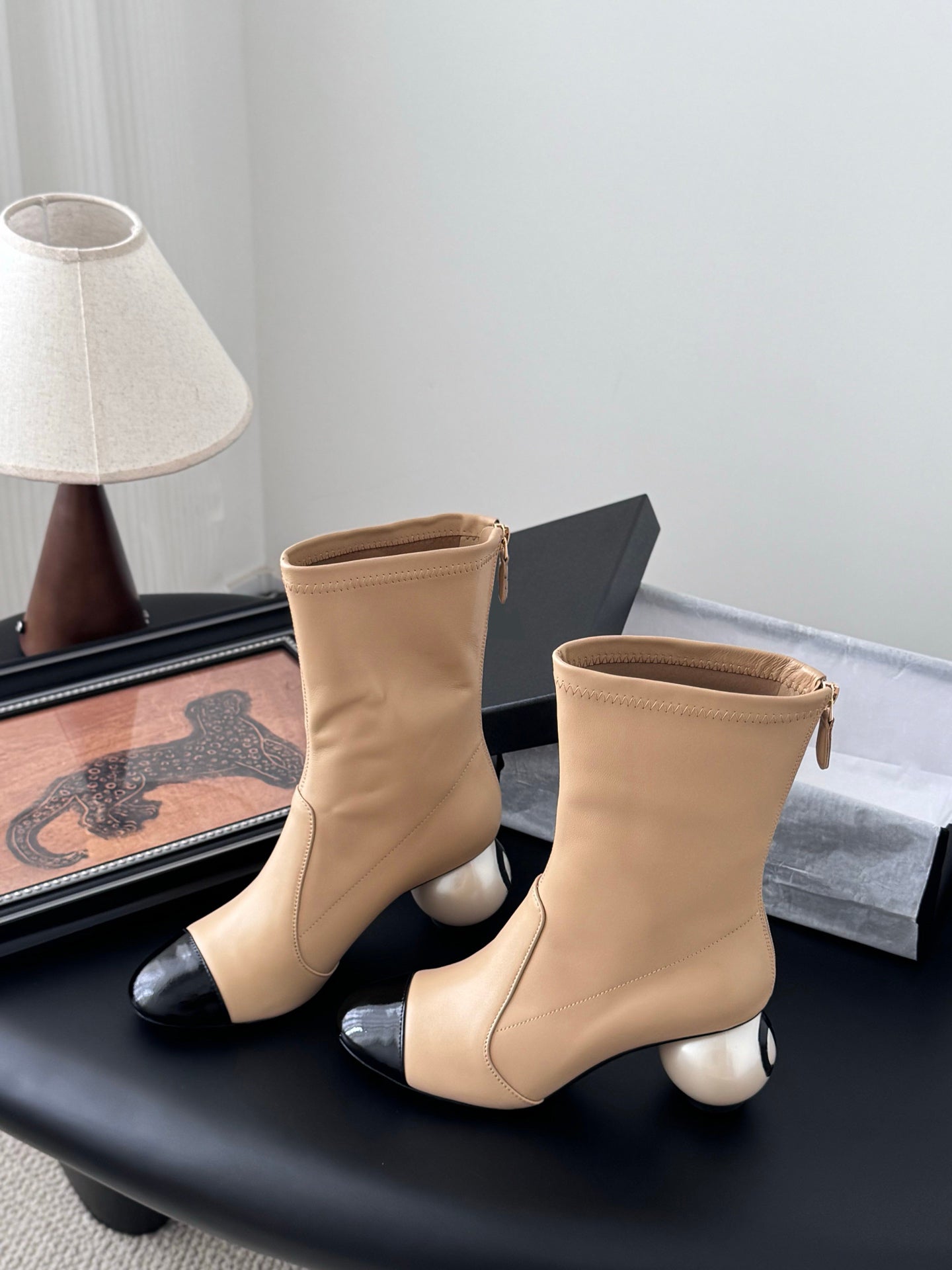 Oversized Pearl Heel Boots