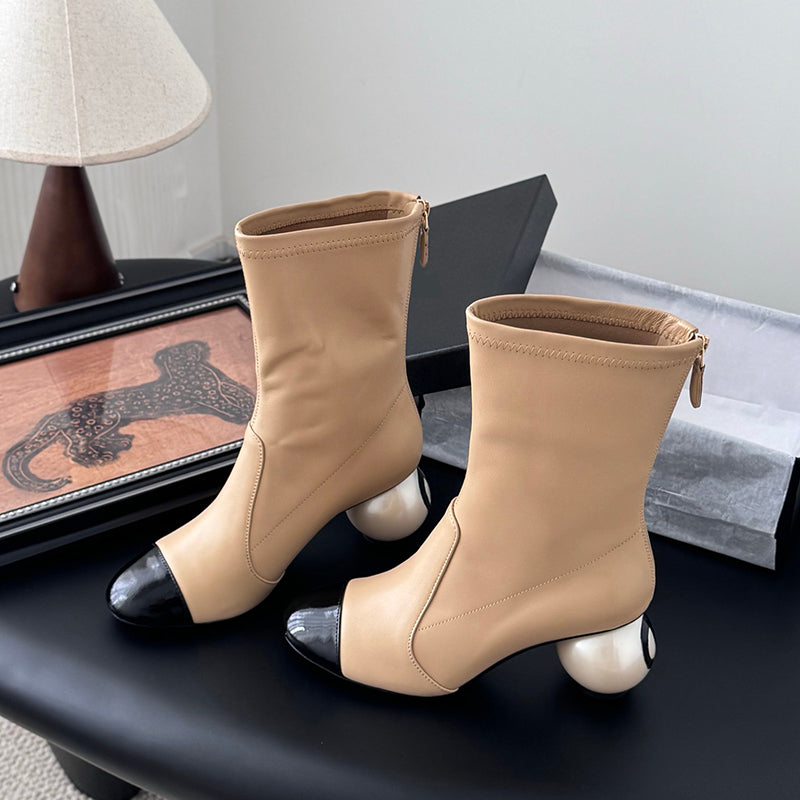 Oversized Pearl Heel Boots