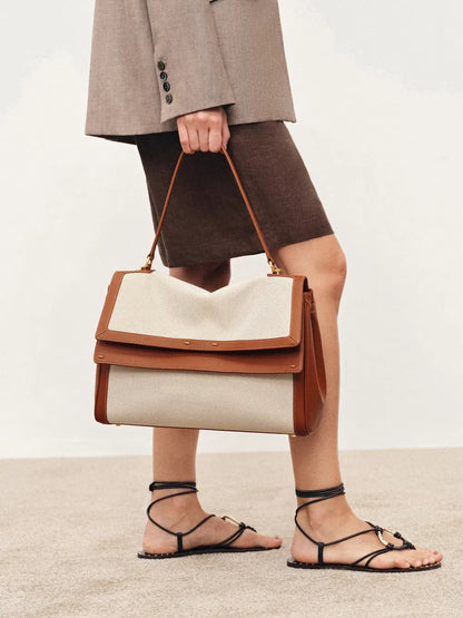 Double Flap Handbag In Calfskin Leather