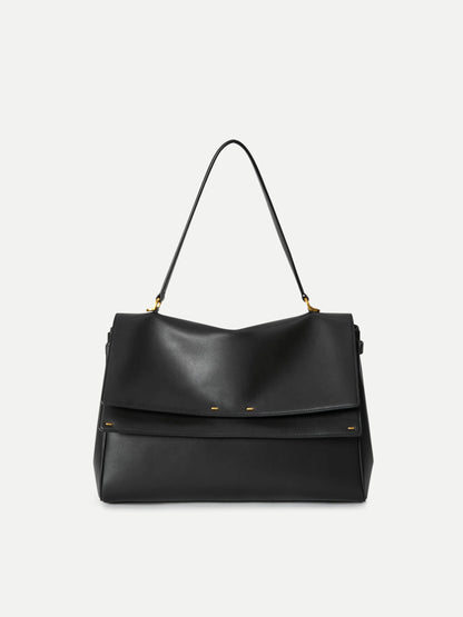 Double Flap Handbag In Calfskin Leather