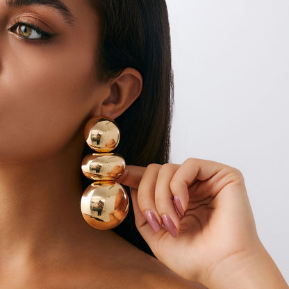 Big Bold Gold Tone CLIP ON Drop Earrings