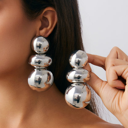 Big Bold Gold Tone CLIP ON Drop Earrings