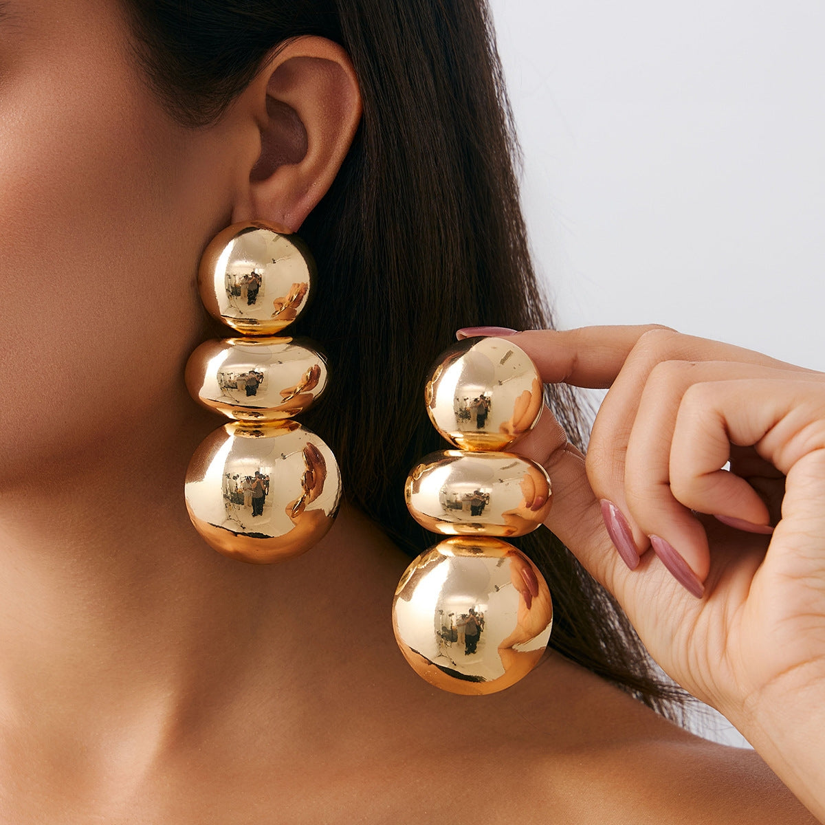 Big Bold Gold Tone CLIP ON Drop Earrings