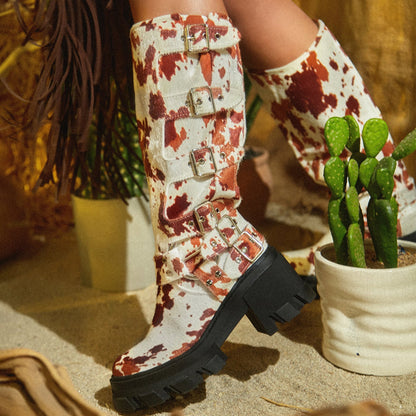 Adjustable Buckles Chunky Heel Platform Boots