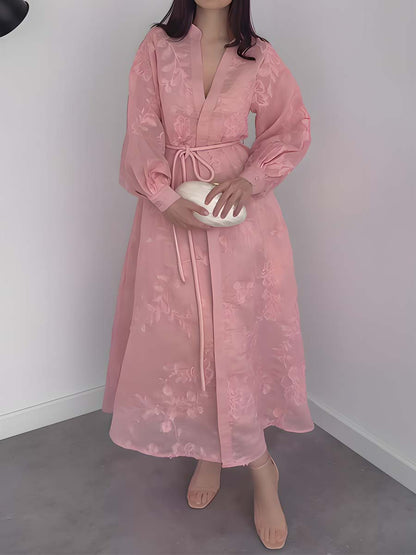 Elegant Embroideried Long Sleeve Dress