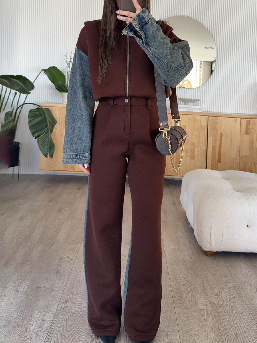 Denim Patchwork Two Pieces Set