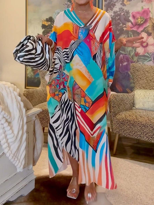 Placement Print Beach Cover-up Dress