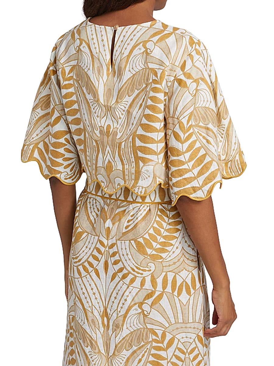 Printed Elbow-length Sleeve Two Pieces Dress