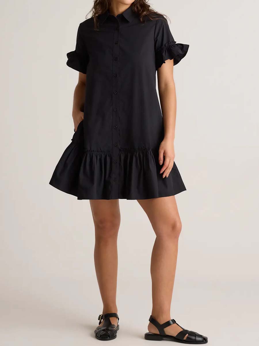 Short Sleeve Ruffle Shirt Dress