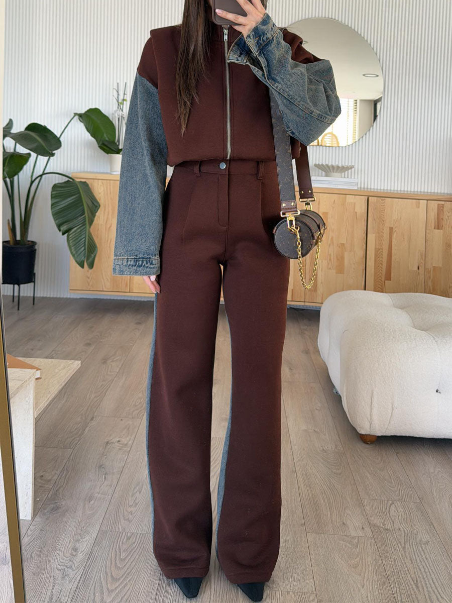 Denim Patchwork Two Pieces Set