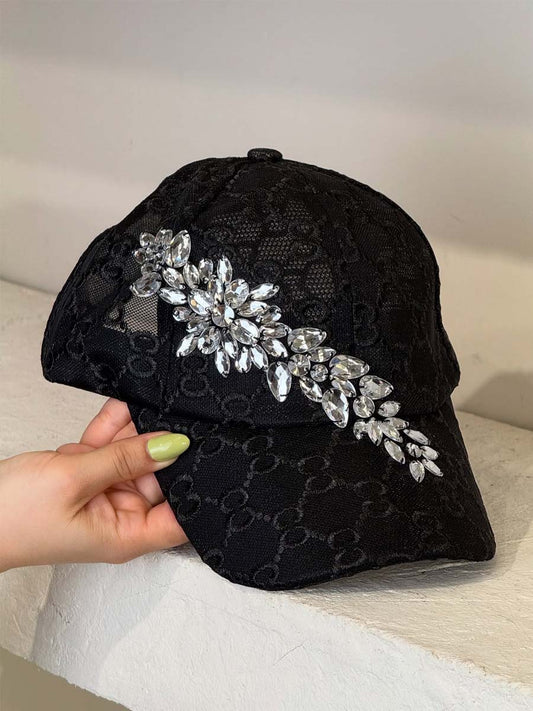 Mesh Rhinestone Sparkle Cap