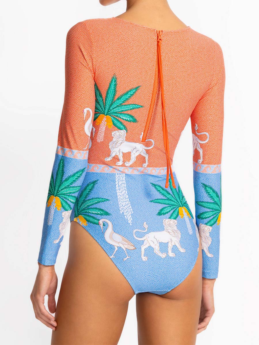 Boat Neck Tassel Zipper Pull One Piece Swimsuit