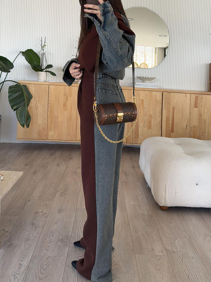 Denim Patchwork Two Pieces Set