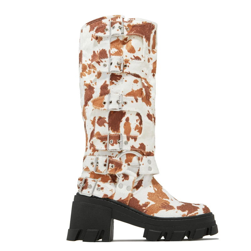 Adjustable Buckles Chunky Heel Platform Boots