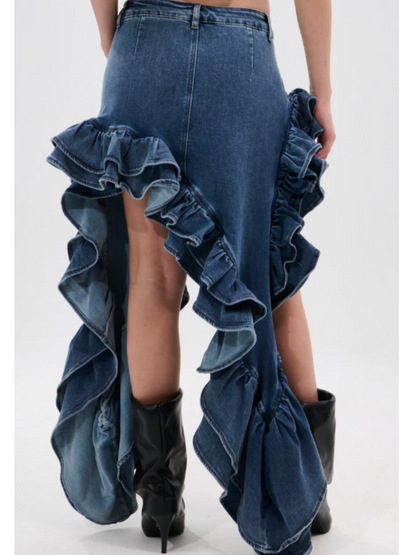 Denim Ruffled Skirt