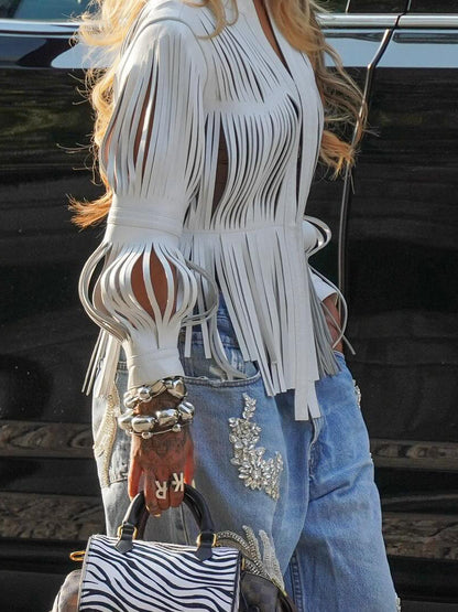 Hollowed Out Long Sleeve Jacket