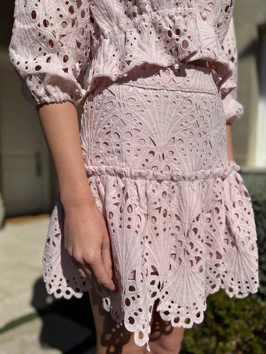 Lace Drop Waist Scalloped Hem Two Pieces Dress