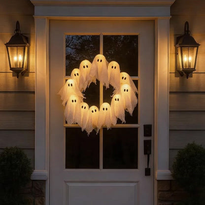 Halloween Light Ghost Wreath Front Door Arrangement Pendant