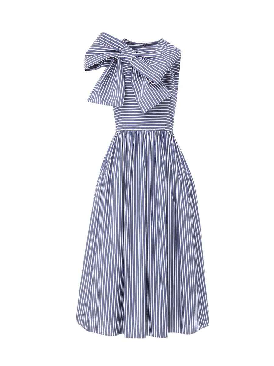 Striped Bow Detail Sleeveless Dress