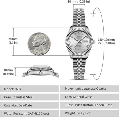 Silver Diamond Dial Two Tone Jubilee Bracelet Watch