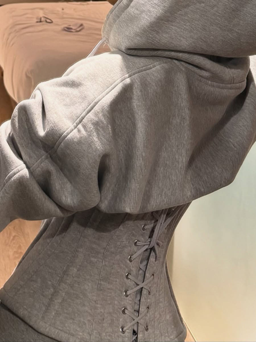 Eyelet Detail Sweatshirt Two Pieces Dress