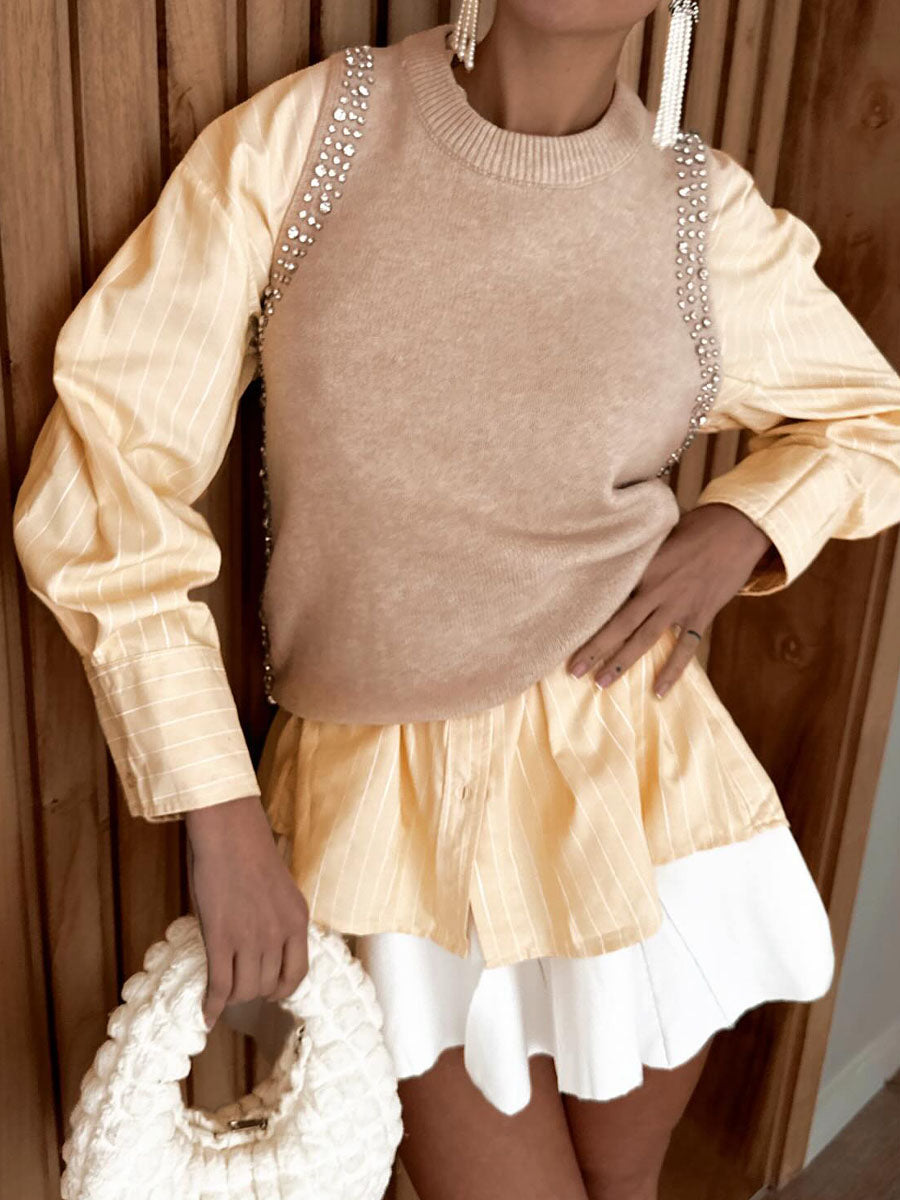 Fashion Round Neck Knitted Beaded Vest