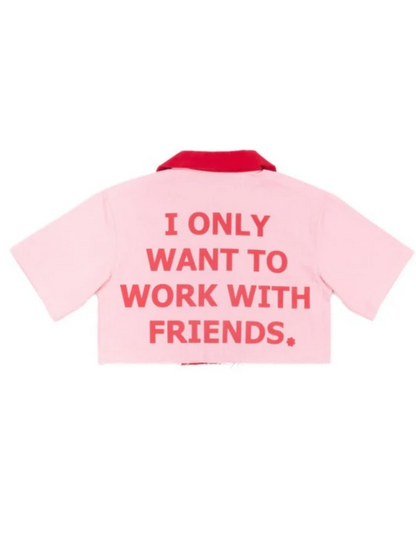 Letter Print Cropped Shirt