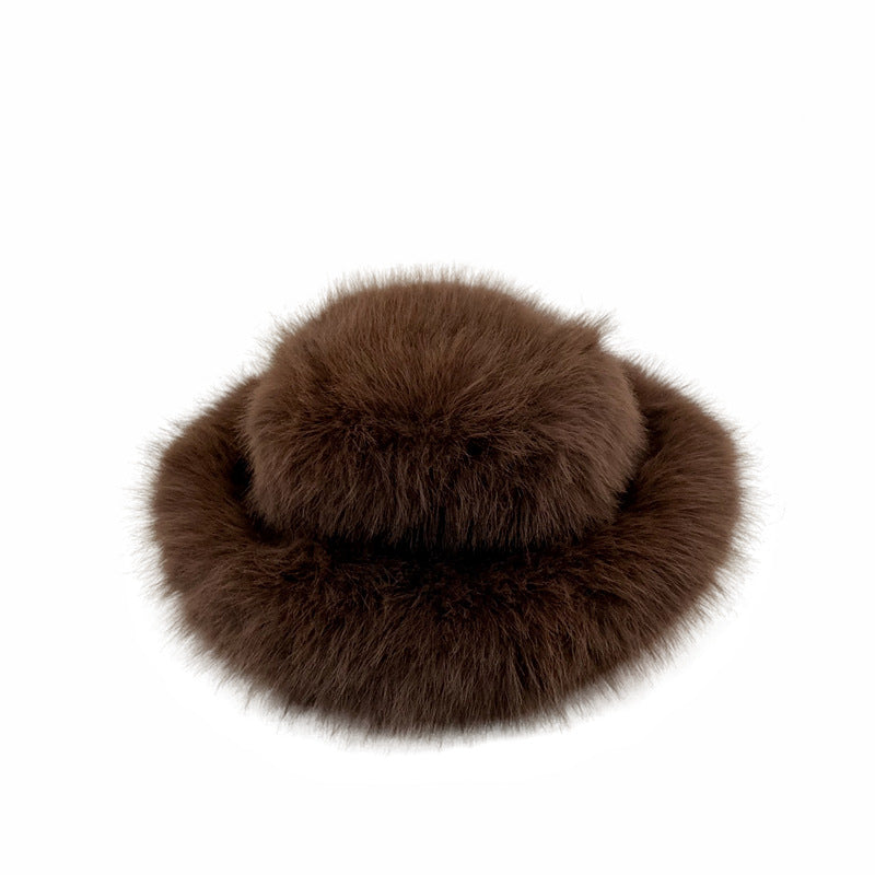 Faux Fox Fur Plush Fisherman Hat