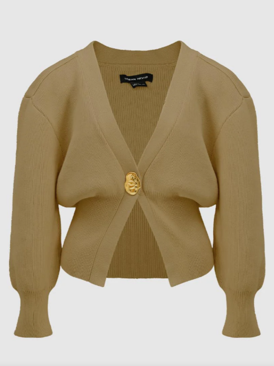 V-Neck Button-Knit Cardigan Sweater