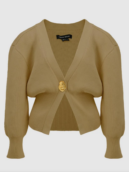 V-Neck Button-Knit Cardigan Sweater
