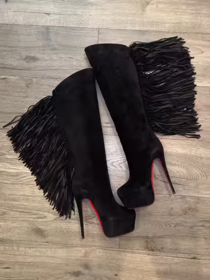 Fringed Suede Pumps
