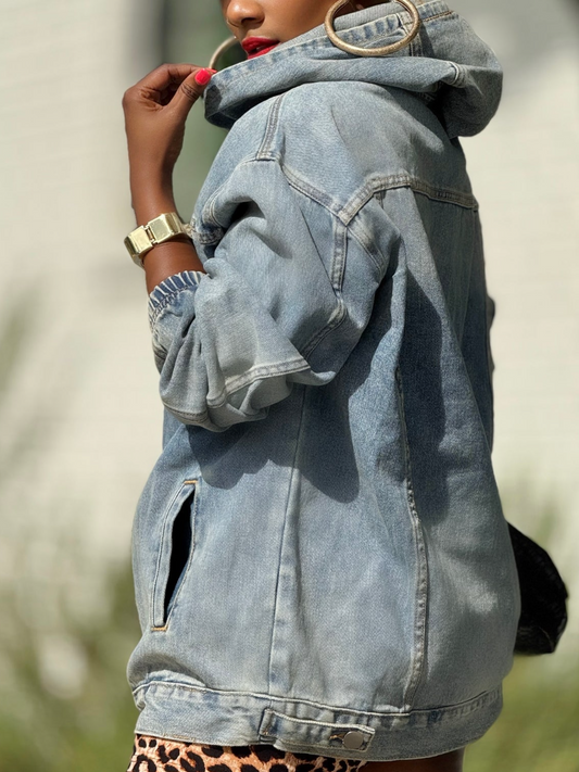 Denim Hooded Sweater