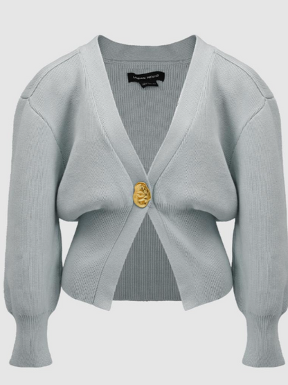 V-Neck Button-Knit Cardigan Sweater