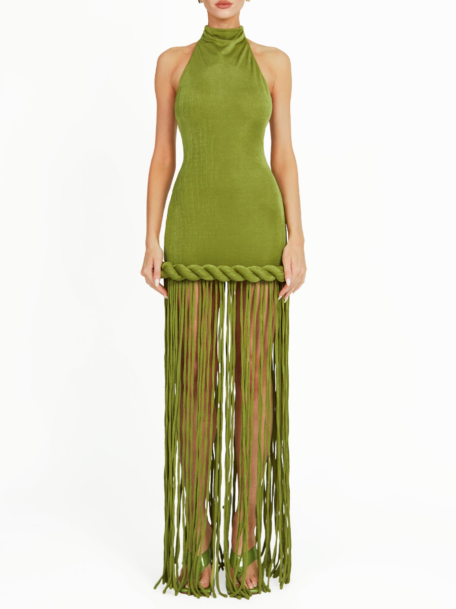 Hanged Neck Tassel Dress