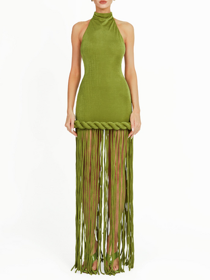 Hanged Neck Tassel Dress