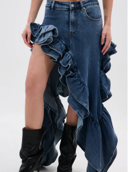 Denim Ruffled Skirt