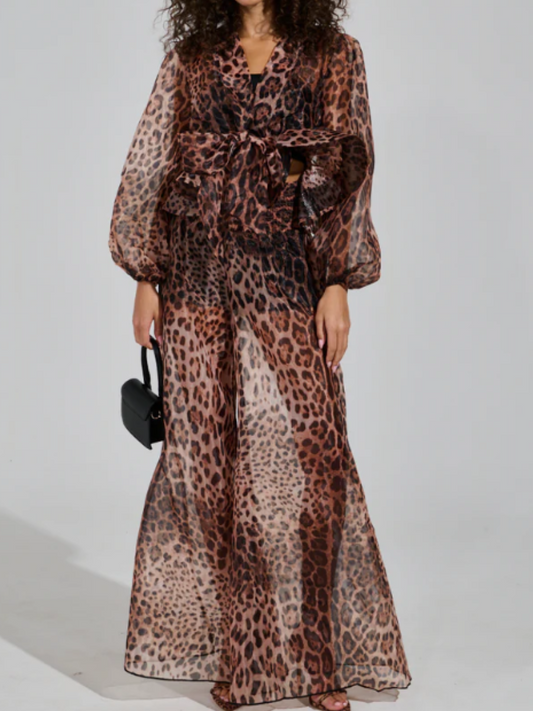 Leopard-Print Ruffle Suit
