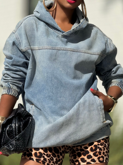 Denim Hooded Sweater