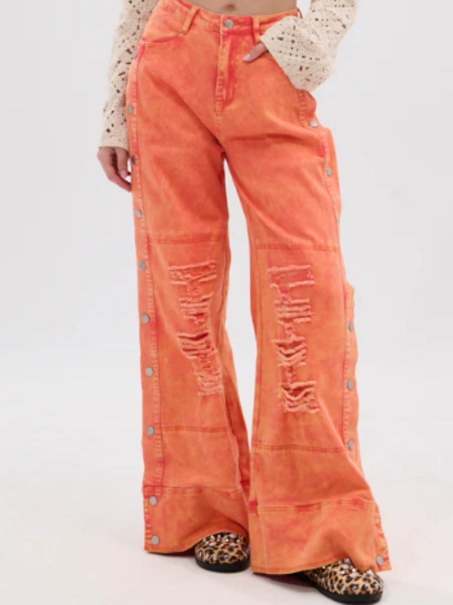 Side Slit Ripped Jeans